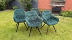 4x velvet groene eetkamerstoelen, Huis en Inrichting, Stoelen, Ophalen, Overige kleuren, Zo goed als nieuw, Vier