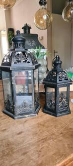 windlicht zwart bronskleur, metaal, Huis en Inrichting, Woonaccessoires | Kandelaars en Kaarsen, Ophalen, 25 tot 50 cm, Bruin