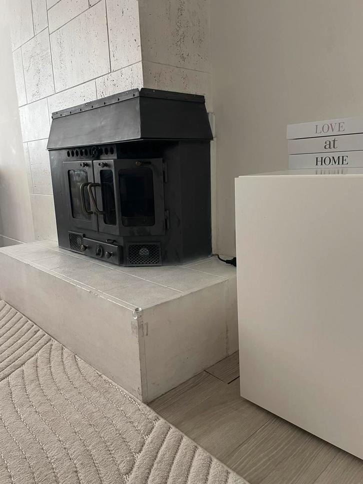 BARBAS hout haard hoek rechts open haard, Huis en Inrichting, Haarden, Ophalen