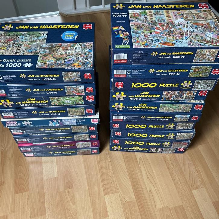 Te koop; Jan van Haasteren Puzzel Collectie - 18 stuks €150., Hobby en Vrije tijd, Denksport en Puzzels, Gebruikt, Legpuzzel, 500 t/m 1500 stukjes