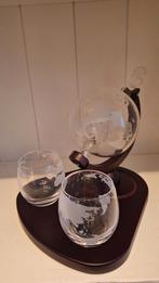 Whiskey decanter wereldbol incl. 2 whiskeyglazen, Huis en Inrichting, Woonaccessoires | Wereldbollen, Ophalen, Zo goed als nieuw