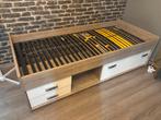 1 persoons halfhoogslaper, Kinderen en Baby's, Kinderkamer | Bedden, Ophalen, Gebruikt, 70 tot 85 cm, Lattenbodem