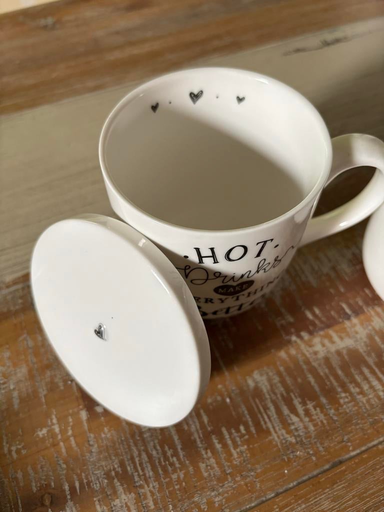 Riviera Maison Chocolademelk Kopjes, Huis en Inrichting, Keramiek, Ophalen of Verzenden, Zo goed als nieuw, Overige stijlen