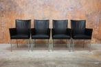 4 zwarte leren Bert Plantagie Arc design eetkamerstoelen, Huis en Inrichting, Stoelen, Zwart, Design, Bert plantagie, Ophalen of Verzenden