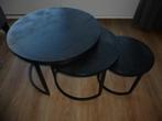 Set van drie ronde salontafels zwart, Ophalen, Minder dan 50 cm, Gebruikt, Rond