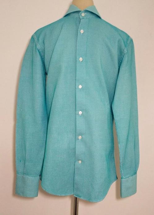 Zeegroen overhemd met ruitmotiefje van Circle of Gentlemen, Kleding | Heren, Overhemden, Zo goed als nieuw, Halswijdte 38 (S) of kleiner