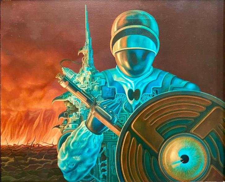 “De strijd gaat beginnen”, Erik Rijssemus (1953), Antiek en Kunst, Kunst | Schilderijen | Modern, Ophalen