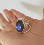 zilveren ring met natuurlijke Labradoriet steen zilver 925, Sieraden, Tassen en Uiterlijk, Ringen, Nieuw, Blauw, Met edelsteen