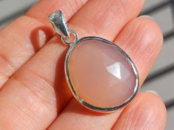 Vanoli 925 zilveren kettinghanger met roze chalcedoon beschikbaar voor biedingen