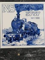NS locomotief 3737 herinnering 1911-1958 delfs tegeltje, Verzamelen, Spoorwegen en Tramwegen, Ophalen of Verzenden, Gebruikt, Trein