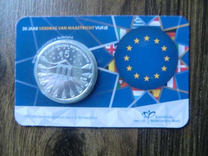 Coincard 5 euro BU Verdrag Maastricht, Postzegels en Munten, Munten | Europa | Euromunten, Setje, 5 euro, Overige landen, Ophalen of Verzenden