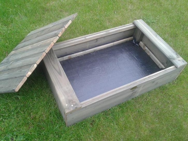 HOUTEN ZANDBAK 50X100 incl deksel kant en klaar geleverd, Kinderen en Baby's, Speelgoed | Buiten | Zandbakken, Nieuw, Ophalen