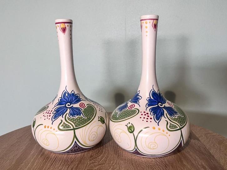 Set vaasjes Flora Gouda Holland (Royal Goedewaagen), Antiek en Kunst, Antiek | Keramiek en Aardewerk, Ophalen of Verzenden