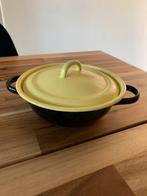 Emaille pan geel/ zwart vintage schaal, Antiek en Kunst, Antiek | Emaille, Ophalen of Verzenden