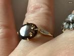 Geweldige vintage gouden ring Rooktopaas en Diamanten 9 kar, Goud, Goud, Met edelsteen, 17 tot 18