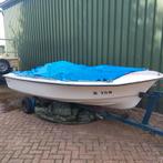 Bootje (opknapper) met motor en stallingstrailer., Watersport en Boten, Buiten- en Binnenboordmotoren, Ophalen, Gebruikt, 5 tot 10 pk