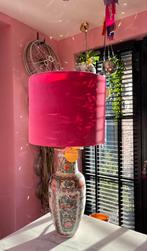 Prachtige Chinese vaaslamp incl. Velours roze lampenkap!, Ophalen of Verzenden, Zo goed als nieuw, Rond, Minder dan 25 cm
