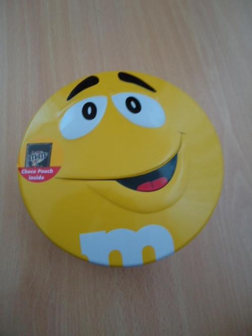 M&M geel blikje, Verzamelen, Merken en Reclamevoorwerpen, Zo goed als nieuw, Verpakking, Ophalen of Verzenden