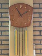 Vintage teak messing mid century wandklok.334, Ophalen, Zo goed als nieuw, Analoog, Wandklok