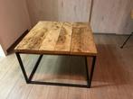 Salontafel stijgerhout met metalen onderstel, Huis en Inrichting, Tafels | Salontafels, Ophalen, 100 tot 150 cm, Vierkant, 50 tot 100 cm