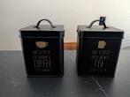 Twee leuke bewaarpotten zwart met goud voor koffie en thee, Ophalen of Verzenden, Gebruikt