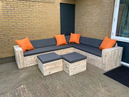 Steigerhout Hoekbank Tuinset Lounge set Loungebank KORTING!!, Tuin en Terras, Tuinsets en Loungesets, Nieuw, Steigerhout, Hocker