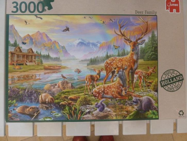Jumbo Legpuzzel Deer Family 3000 st, Hobby en Vrije tijd, Denksport en Puzzels, Zo goed als nieuw, Legpuzzel, Meer dan 1500 stukjes