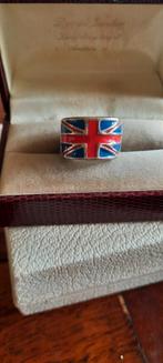 Vintage ring Union Jack Engelse vlag, Ophalen of Verzenden, Zo goed als nieuw, Zilver, Dame of Heer