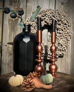 Bronzen Kandelaars & Fles - Stijlvolle Set, Overige materialen, Ophalen of Verzenden, Zo goed als nieuw, Zwart