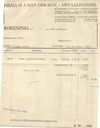 Groningen- 2x oude factuur-H.J. van Rijn-Metaalhandel - 1941, Verzamelen, Overige Verzamelen, Gebruikt, Verzenden