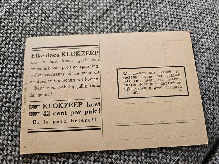 reclamekaart Klokzeep & Nationaal Denkmal, Verzamelen, Merken en Reclamevoorwerpen, Ophalen of Verzenden