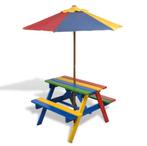 Kinderpicknicktafel, banken, parasol hout meerkleurig, nieuw, Tuin en Terras, Picknicktafels, Kinderpicknicktafel, Verzenden, .