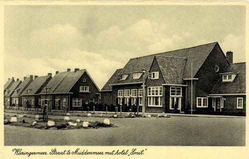 Wieringermeer. Straat te Middenmeer met hotel Smit. - ongelo, Verzamelen, Ansichtkaarten | Nederland, Ongelopen, Overijssel, 1920 tot 1940