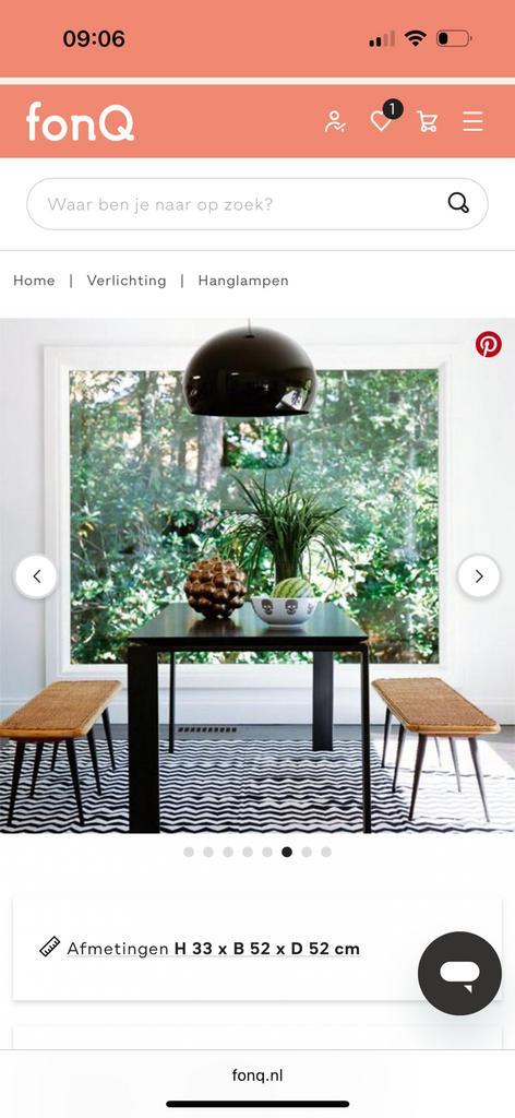 Kartell FL/Y hanglamp zwart, Huis en Inrichting, Lampen | Hanglampen, Zo goed als nieuw, Ophalen