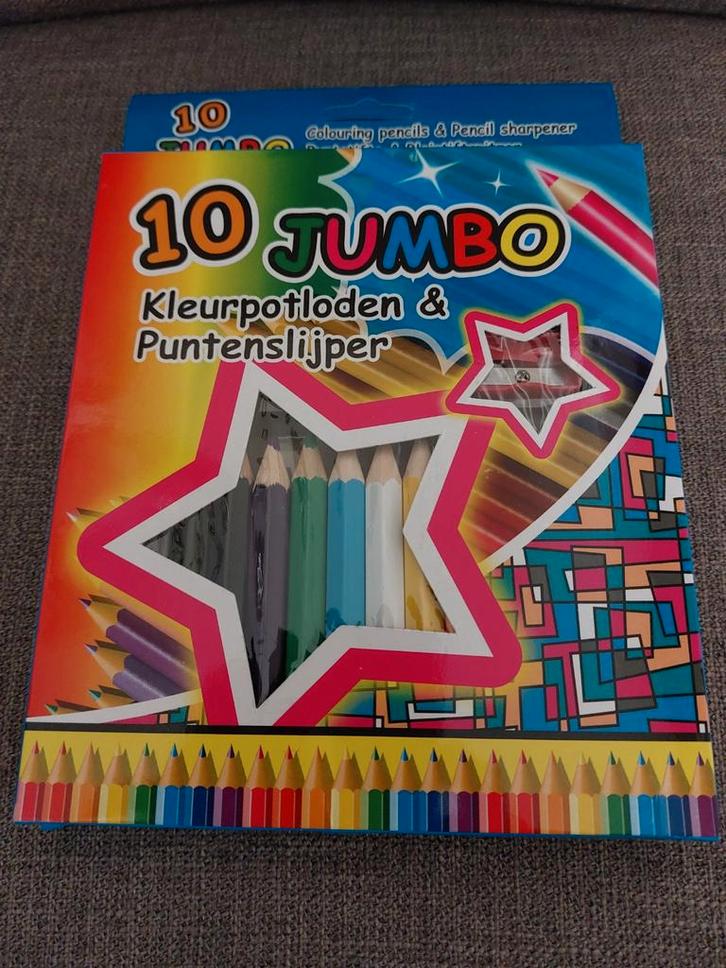Jumbo Kleurpotloden Set + Puntenslijper - Nieuw, Kinderen en Baby's, Speelgoed | Educatief en Creatief, Nieuw, Knutselen, Ophalen of Verzenden