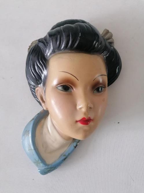 vintage gipsen wandhoofd van een oosterse vrouw 25x17 cm, Antiek en Kunst, Curiosa en Brocante, Ophalen