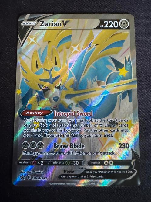 Zacian V SWSH 292, Hobby en Vrije tijd, Verzamelkaartspellen | Pokémon, Zo goed als nieuw, Losse kaart, Ophalen of Verzenden