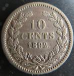 10 CENT 1892, Postzegels en Munten, Munten | Nederland, Verzenden, Zilver, 10 cent, Koningin Wilhelmina