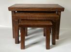 Vintage nest eiken bijzettafeltjes plantentafel mimiset, Huis en Inrichting, Tafels | Bijzettafels, Minder dan 55 cm, Ophalen of Verzenden