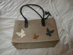 Damestas shopper van riet met vlinders tas nieuw schoudertas, Ophalen of Verzenden, Nieuw, Bruin, Shopper