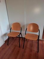 Twee stevige stoelen in beuken en zwart metaal, Ophalen, Gebruikt, Twee, Bruin