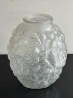 Libochovice Art Nouveau Bloem reliëf glas vaas, Antiek en Kunst, Ophalen of Verzenden