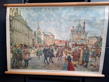 Rolposter Dam Amsterdam 1666 - 108x75cm beschikbaar voor biedingen