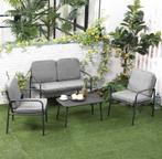 Loungeset / tuinset met 4 plaatsen en kussens - grijs- nieuw, Ophalen, Pruisische veldweg 220 in Hengelo, Info@redealer.nl, Nieuw