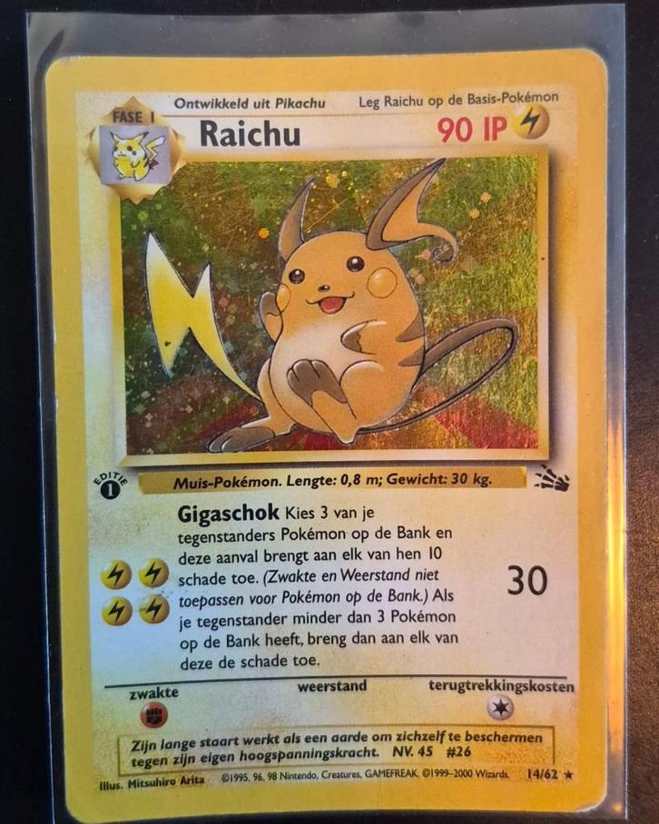 Raichu (FO 14) Fossil - Singles - 1st ed - NL, Hobby en Vrije tijd, Verzamelkaartspellen | Pokémon, Gebruikt, Losse kaart, Foil