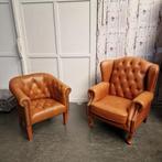 Chesterfield Fauteuil Set – Golden Oak – Lord & Club, Ophalen of Verzenden, Zo goed als nieuw, 75 tot 100 cm, Leer