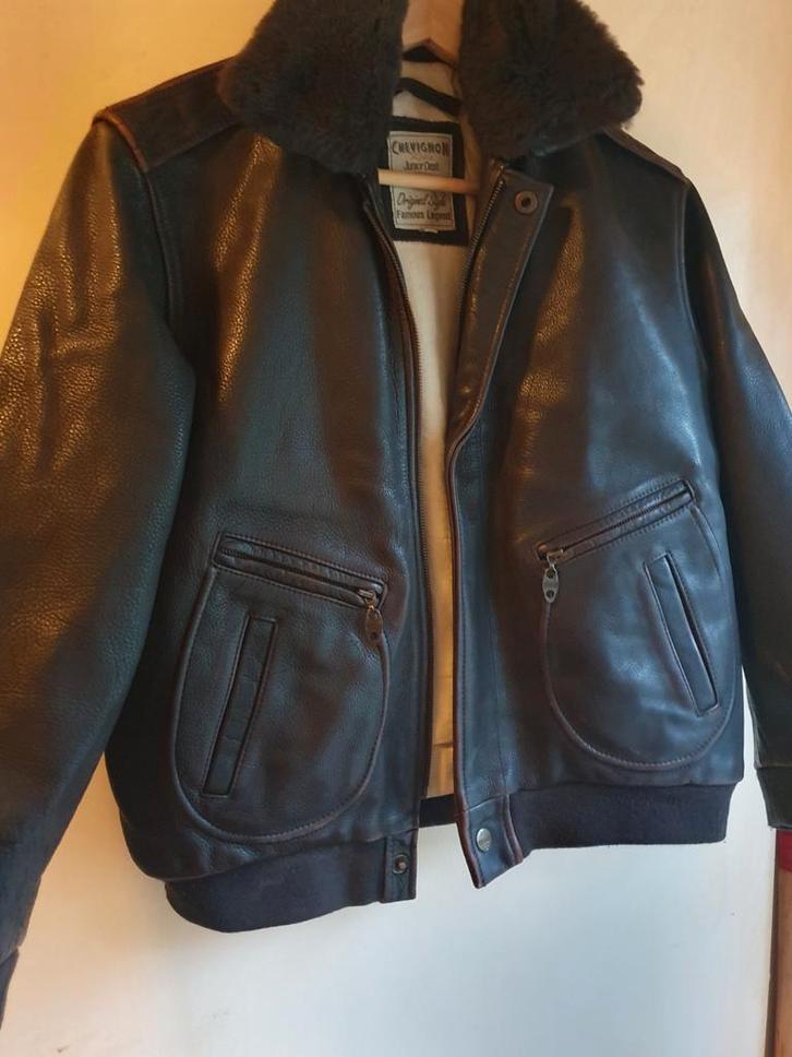 Chevignon Classics Dames Pilotenjack leren jas Mt S, Kleding | Dames, Jassen | Winter, Zo goed als nieuw, Maat 36 (S), Bruin, Ophalen of Verzenden