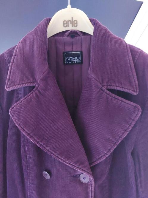 Paarse dames winterjas ribstof, maat 38/40 (M) 90's Vintage, Kleding | Dames, Jassen | Winter, Gedragen, Maat 38/40 (M), Paars