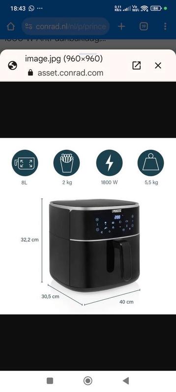Princess airfryer 8ltr beschikbaar voor biedingen