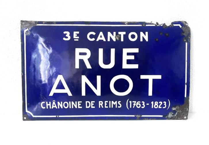 Emaille straatnaambord – Rue Anot, Antiek en Kunst, Curiosa en Brocante, Verzenden
